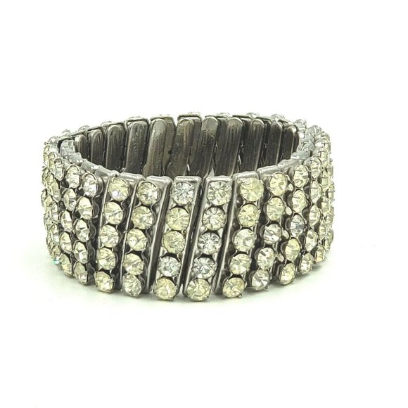 Vintage 5 Row Rhinestone Expansion Bracelet - Picture 6 of 12
